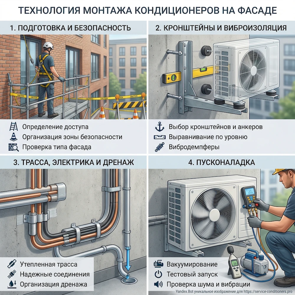 Установка кондиционеров на фасад дома: технология и этапы