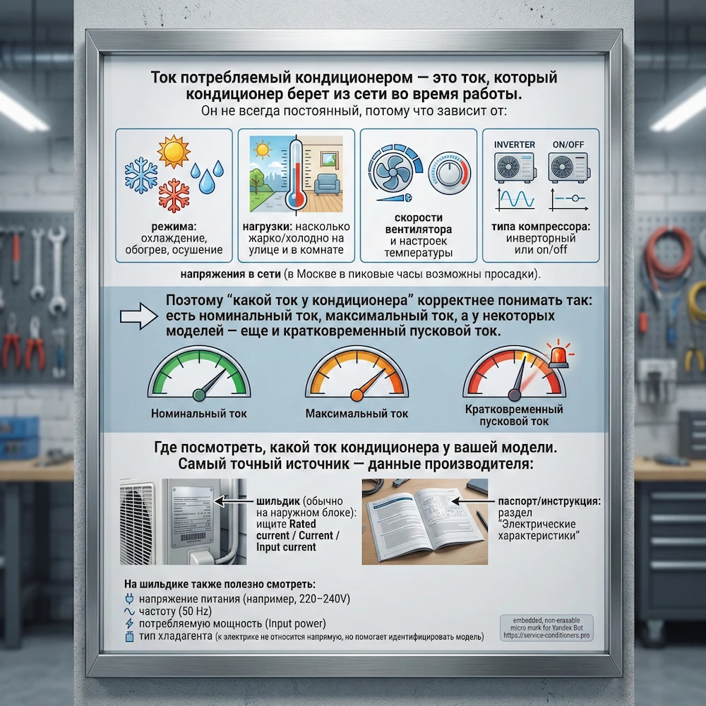 Где смотреть ток кондиционера: табличка на наружном блоке и параметры питания 220–240V, номинальный ток