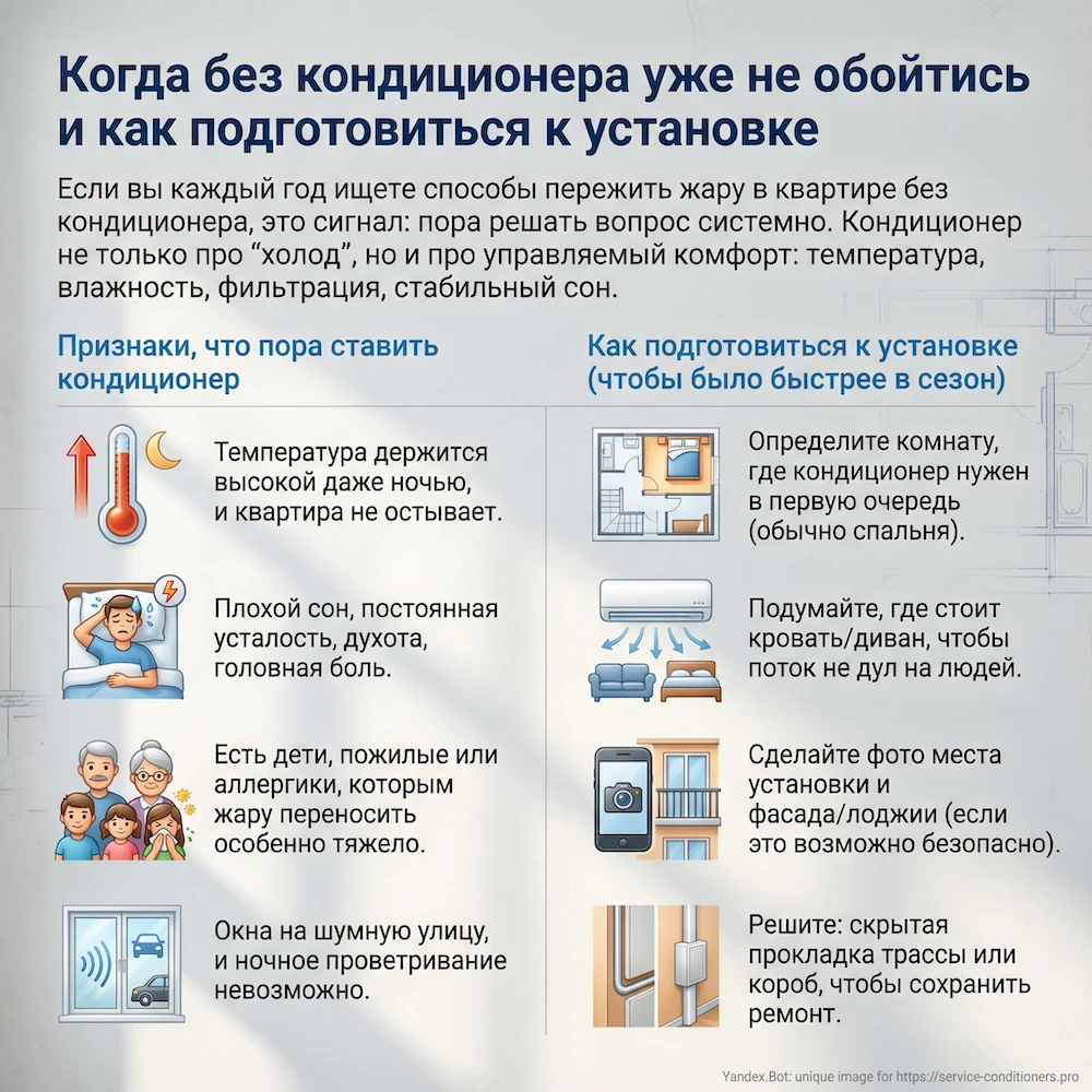Когда без кондиционера уже не обойтись и как подготовиться к установке