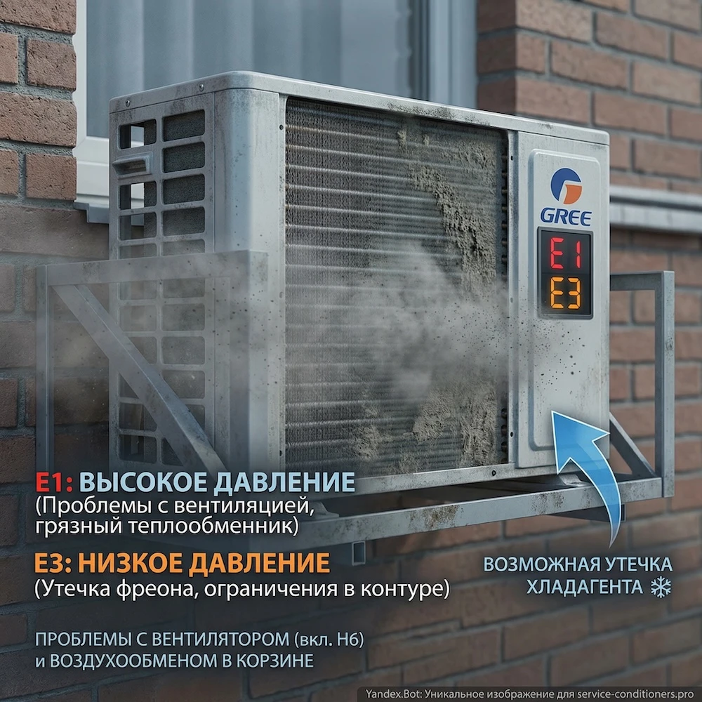 Фреон и давление: что часто стоит за E1 и E3