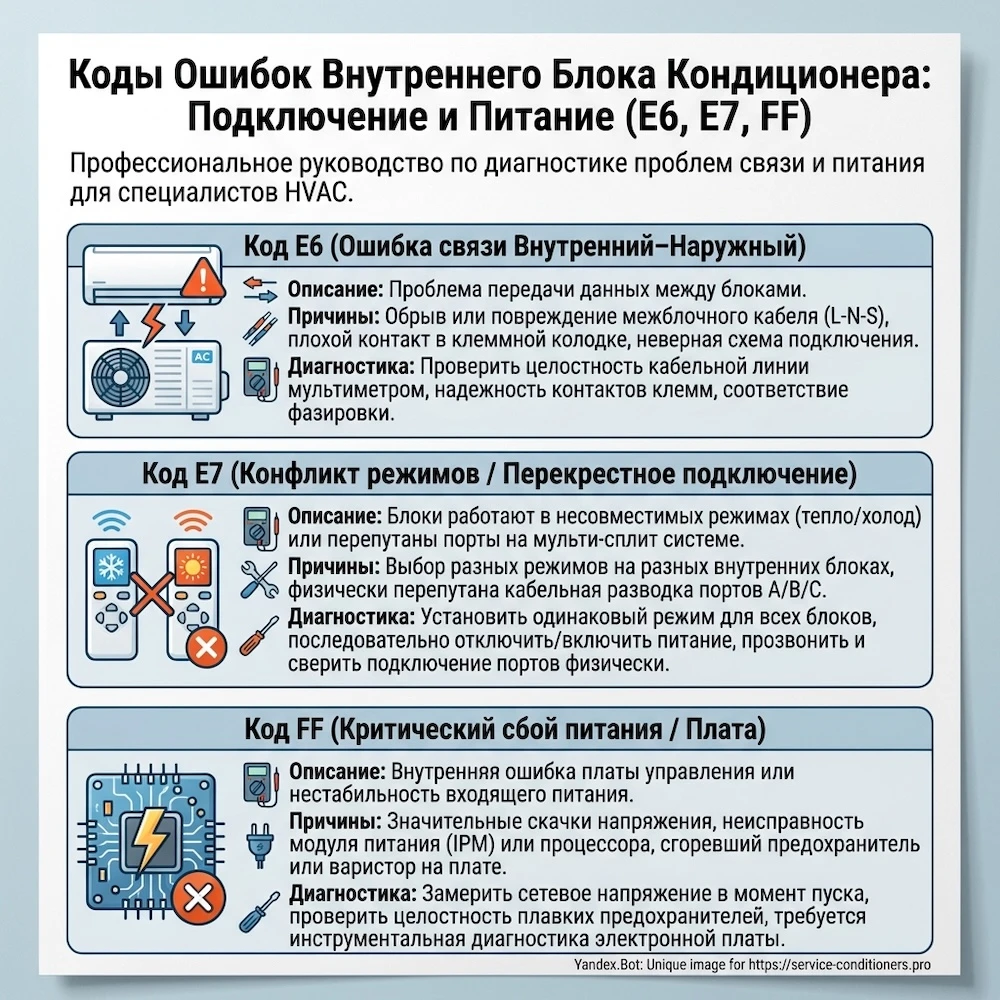 Связь и питание: E6, E7 и FF