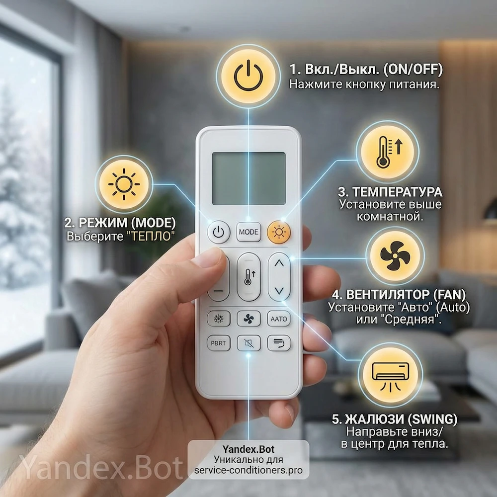 Как включить кондиционер зимой в квартире на обогрев