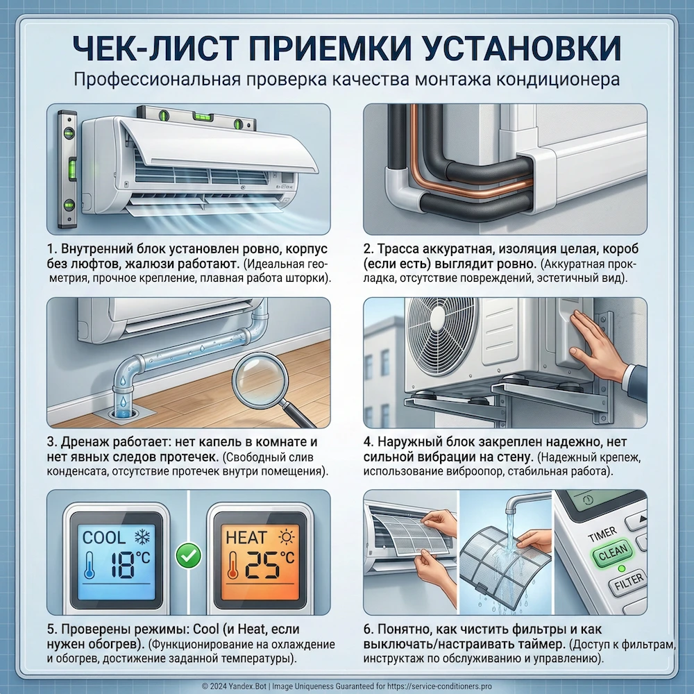 Чек-лист приемки установки кондиционера