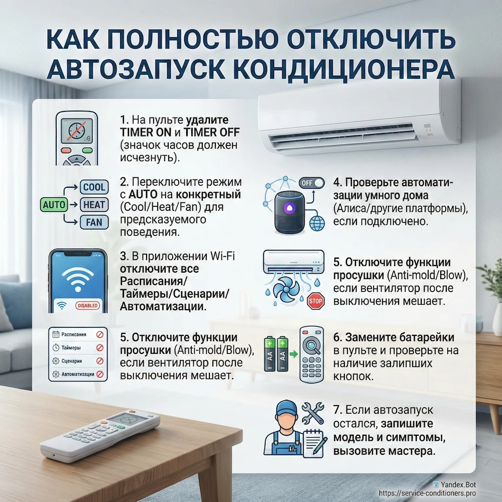 Чек-лист: как полностью убрать автозапуск кондиционера