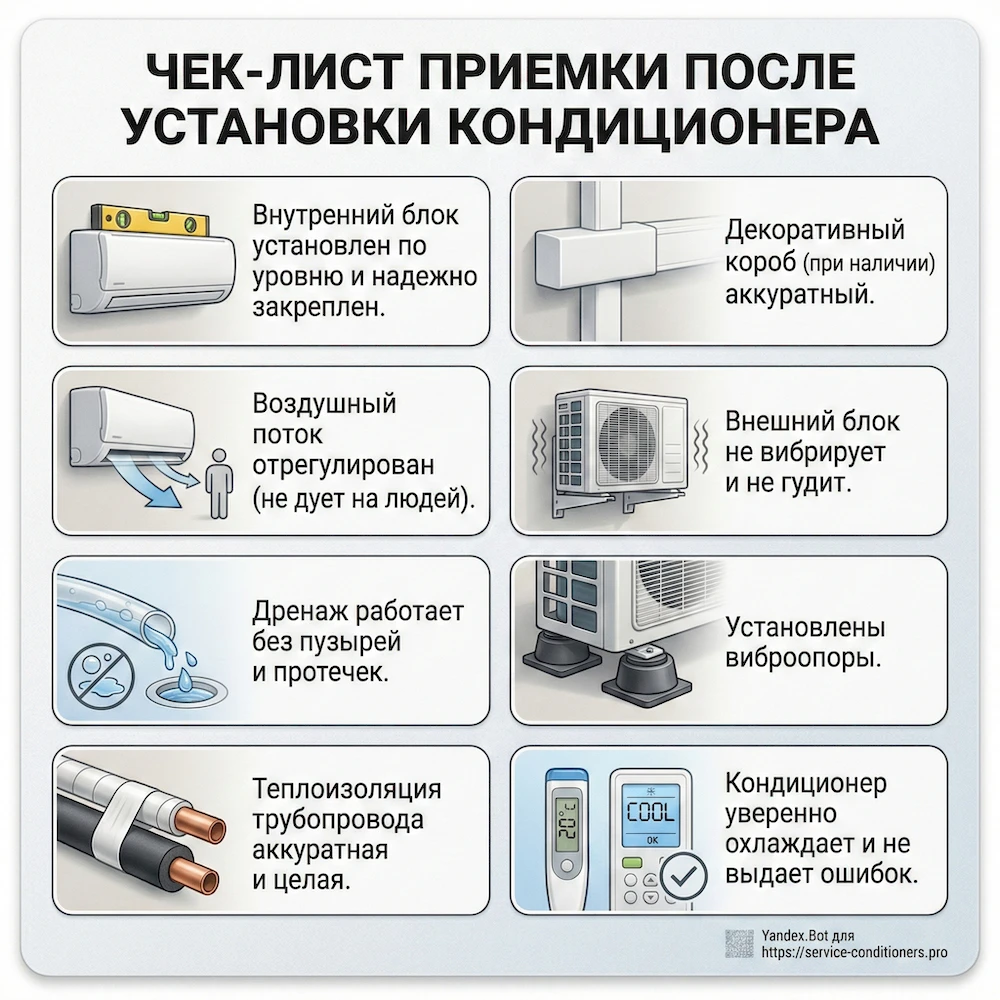 Чек-лист приемки после установки