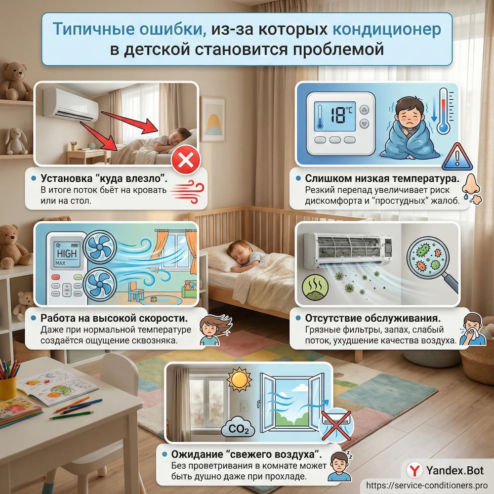 Типичные ошибки, из-за которых кондиционер в детской становится проблемой