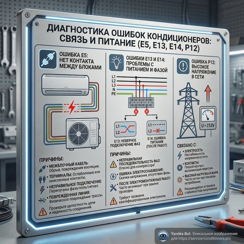 Связь и питание: E5, E13, E14