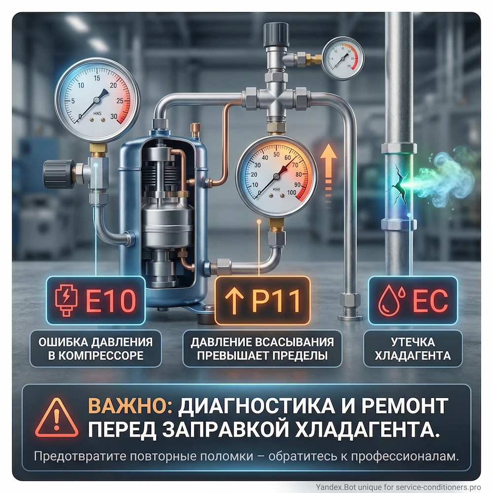 Фреон и давление: E10, P11 и утечка EC