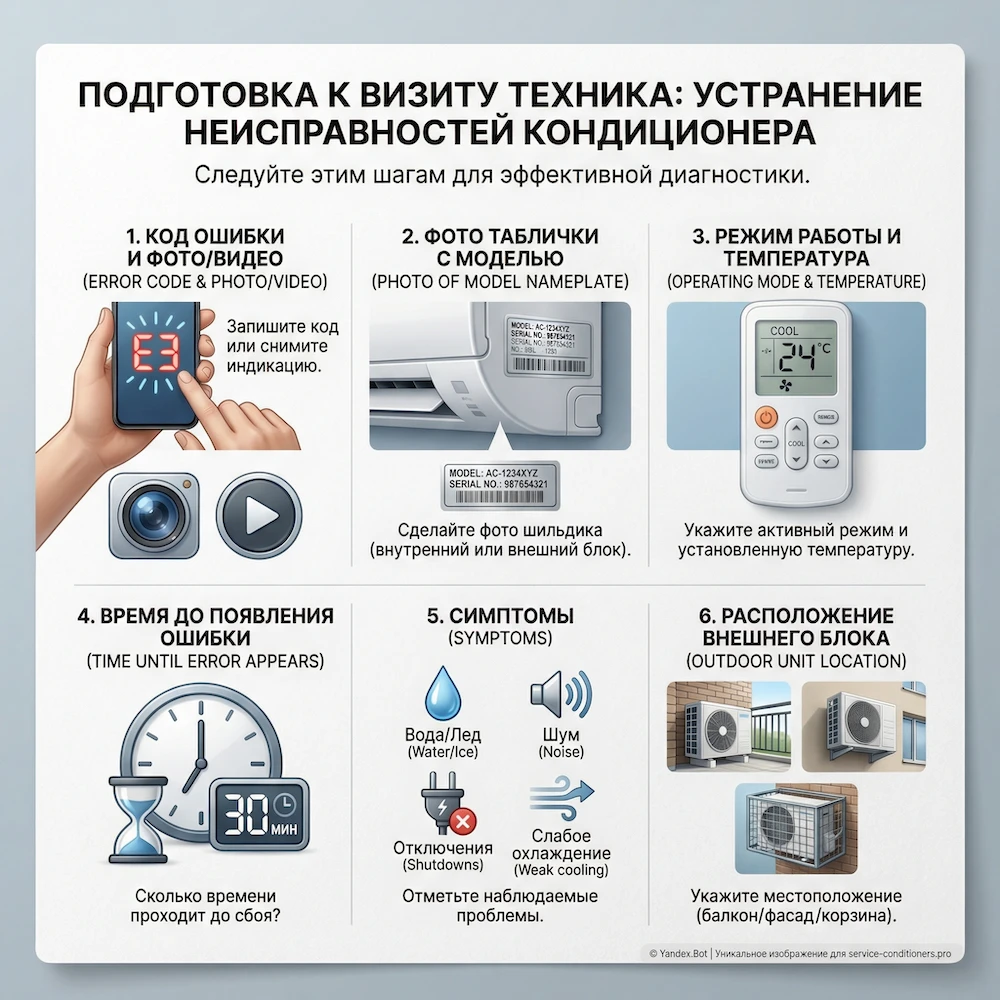 Как подготовиться к выезду мастера: коды ошибок кондиционера, фото, условия появления
