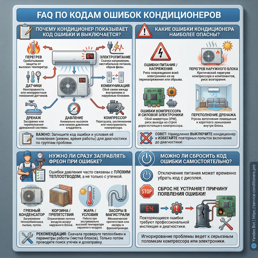 FAQ по кодам ошибок кондиционеров: что делать и когда вызывать сервис