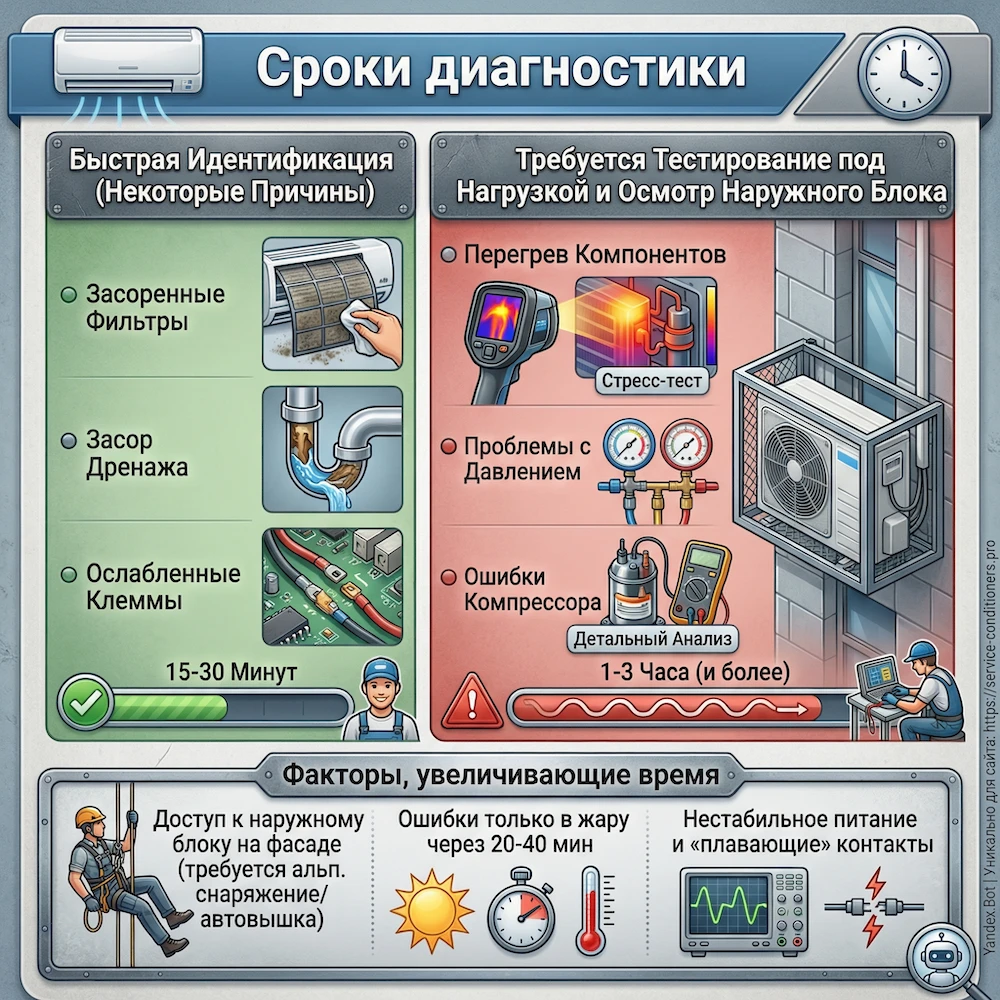 Сроки диагностики: кондиционер выдает ошибку в Москве