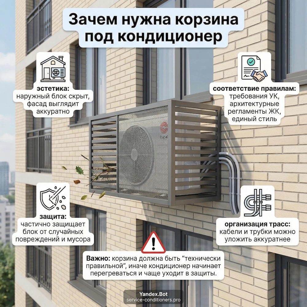 Зачем нужна корзина под кондиционер