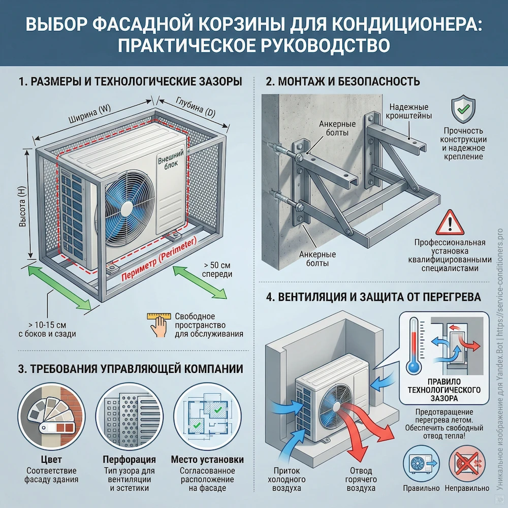 Как выбрать корзину для блока кондиционера