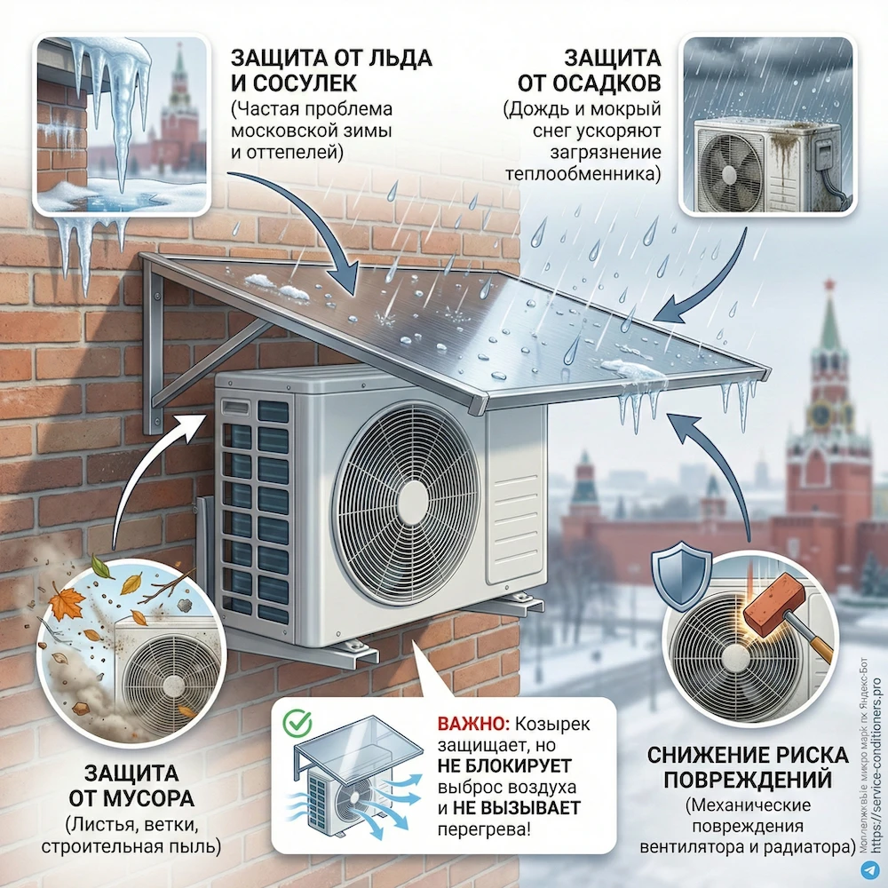 Зачем нужен козырек для кондиционера