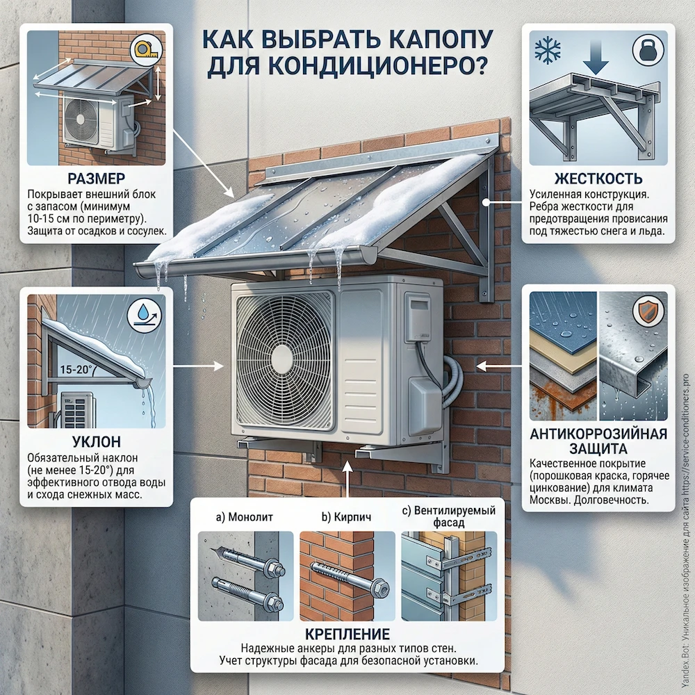 Как выбрать козырек блока кондиционера