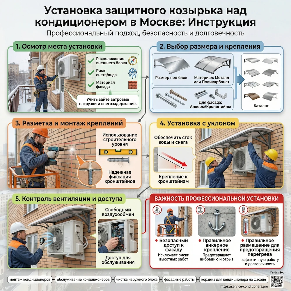 Установка козырька над кондиционером в Москве: как выполняем