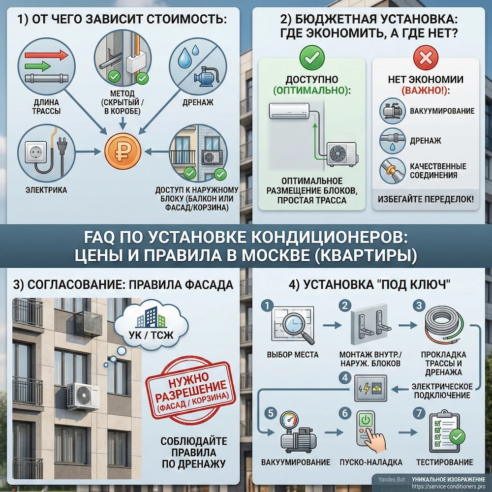 FAQ по установке кондиционера в квартире в Москве