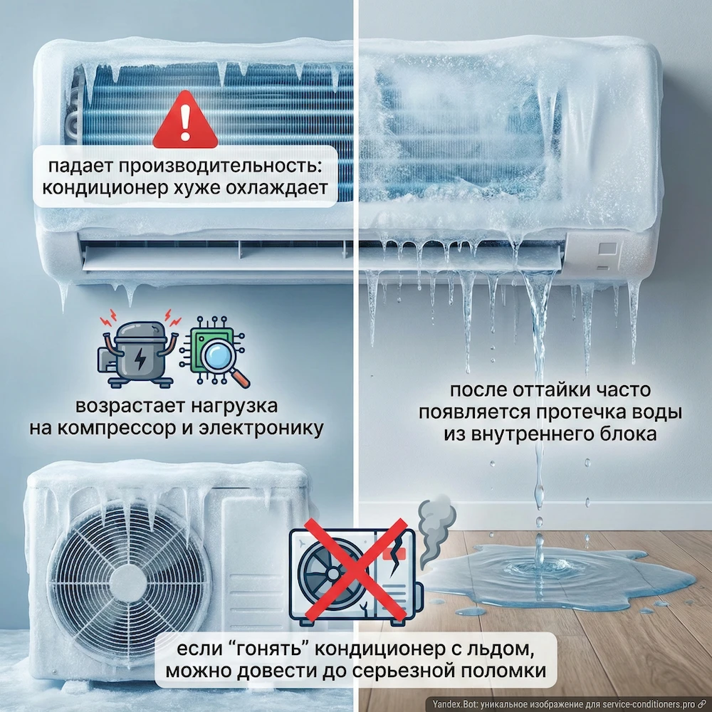 Чем опасно обмерзание кондиционера