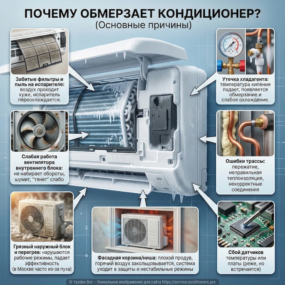 Почему кондиционер покрывается инеем: основные причины