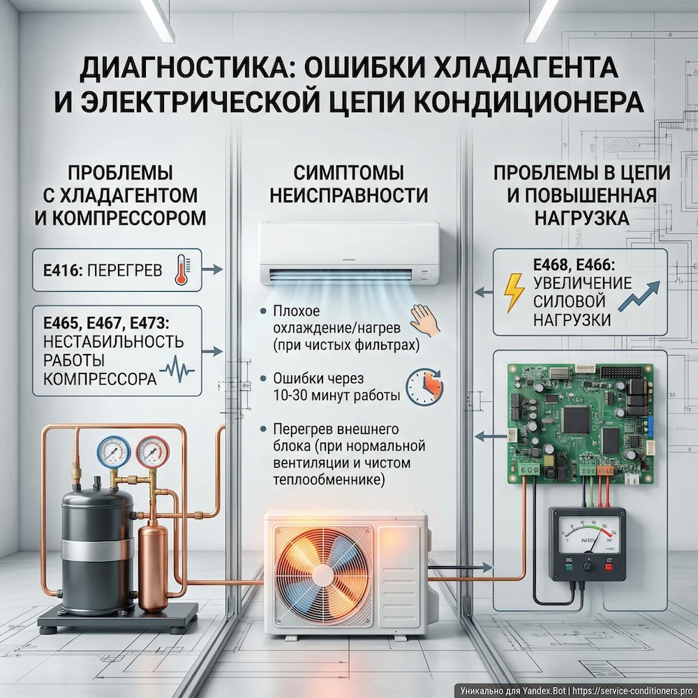Фреон и контур: как нехватка/перегрев влияют на ошибки