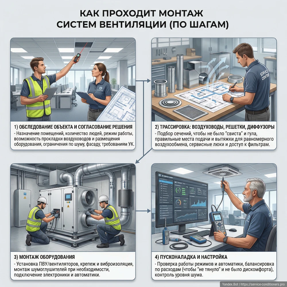Как проходит монтаж систем вентиляции (по шагам)