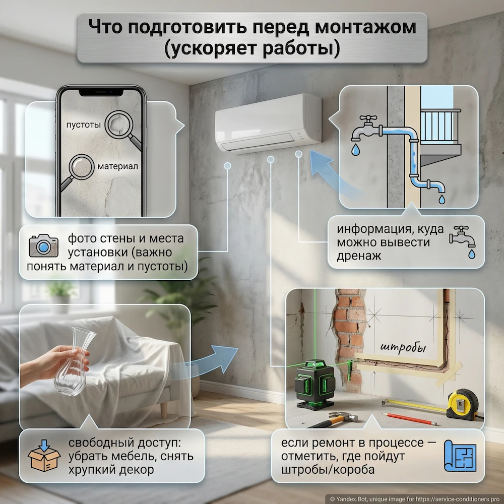 Что подготовить перед монтажом внутреннего блока кондиционера