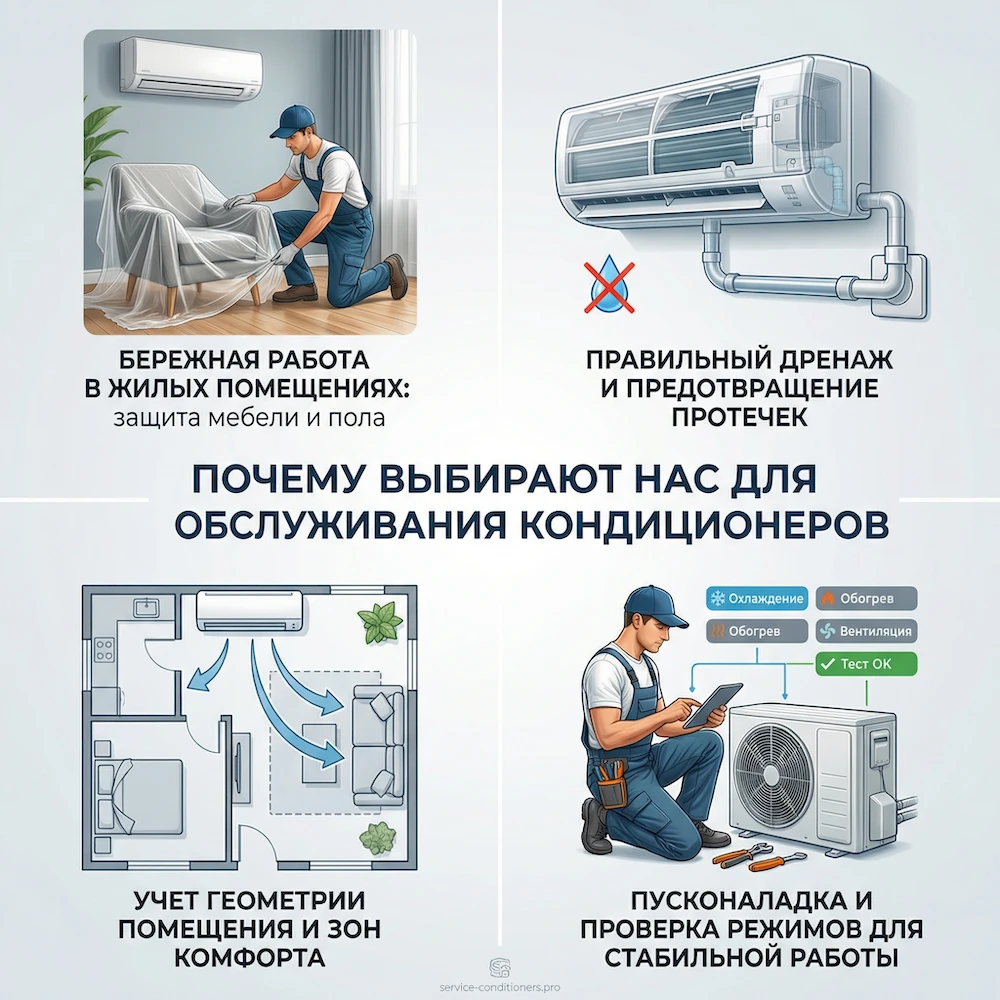 Почему выбирают Leon Group для монтажа внутреннего блока кондиционера в Москве