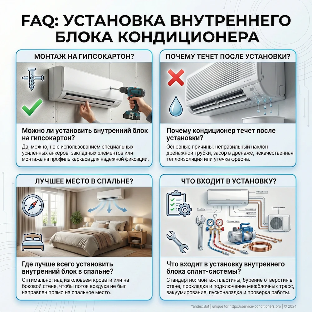 FAQ по установке внутреннего блока сплит системы