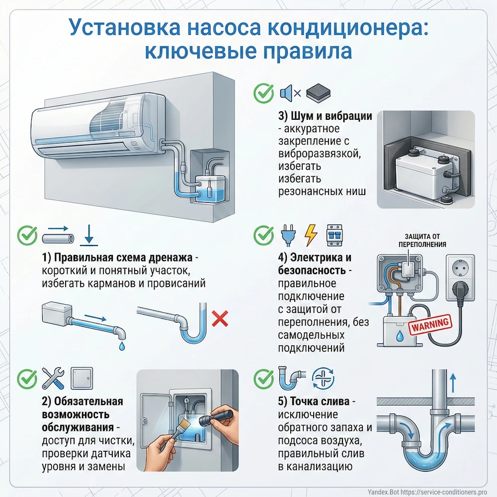 Установка насоса кондиционера: ключевые правила