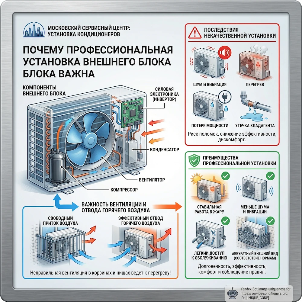 Почему профессиональная установка наружного блока кондиционера важна