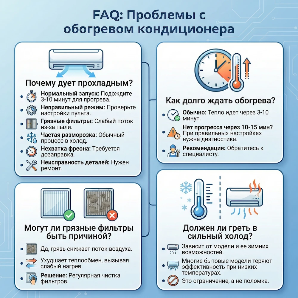 Частые вопросы (FAQ) почему кондиционер не греет