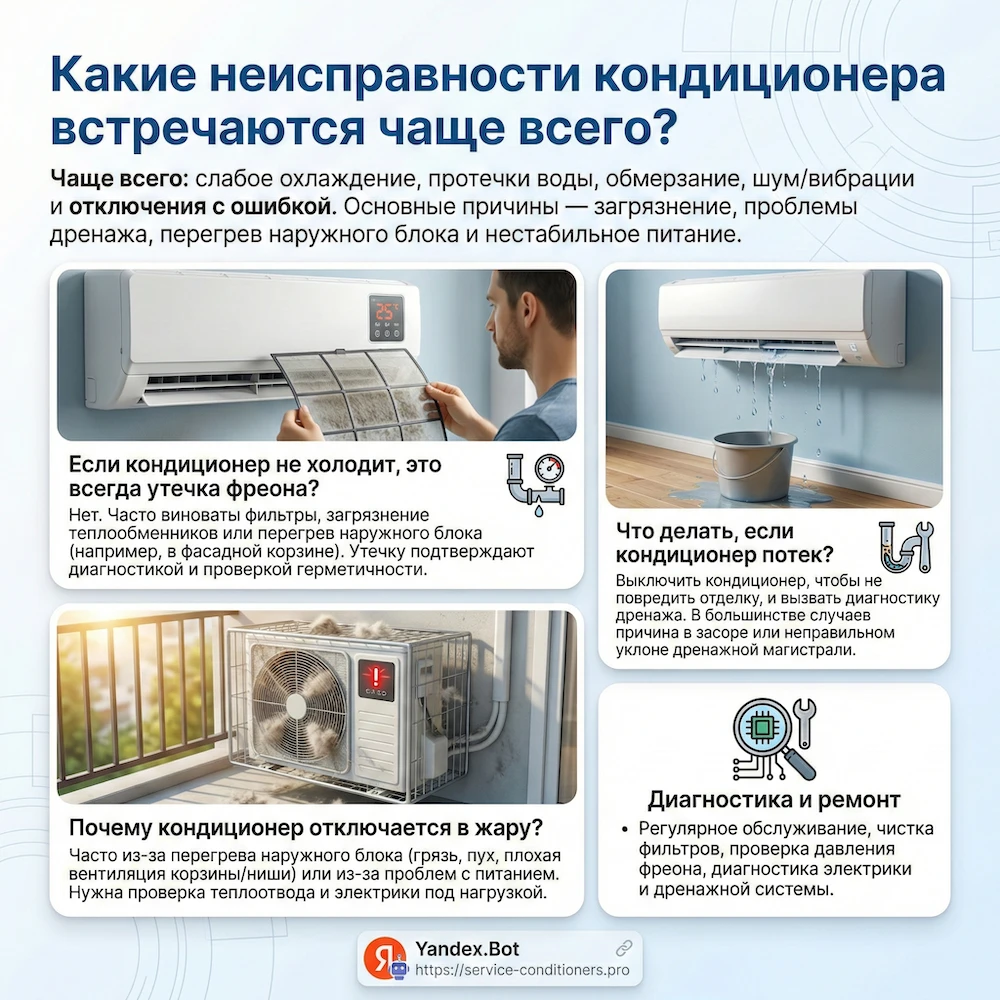 FAQ по неисправностям кондиционера