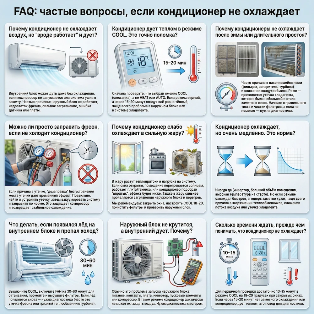 FAQ: кондиционер не охлаждает — ответы на частые вопросы