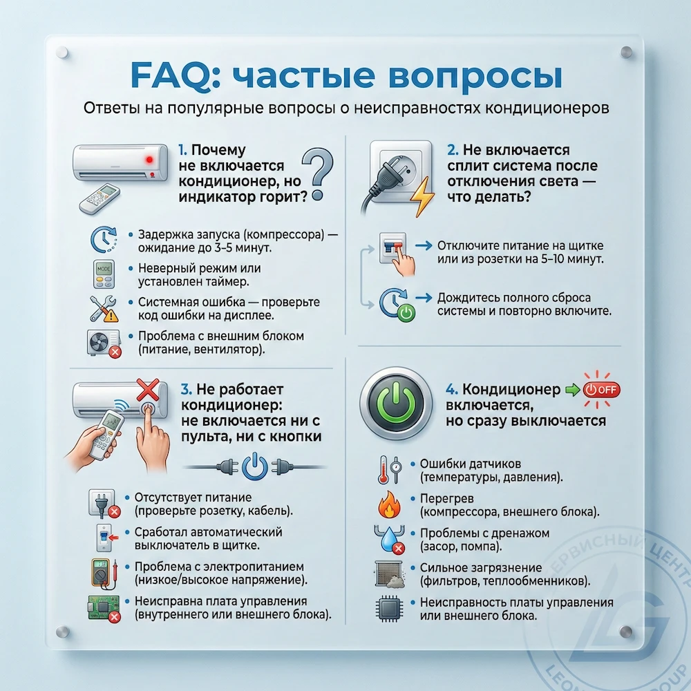 FAQ: не работает кондиционер и не включается — ответы на частые вопросы