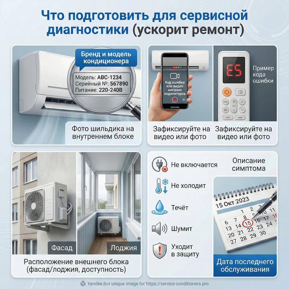 Что подготовить для сервисной диагностики (ускорит ремонт)