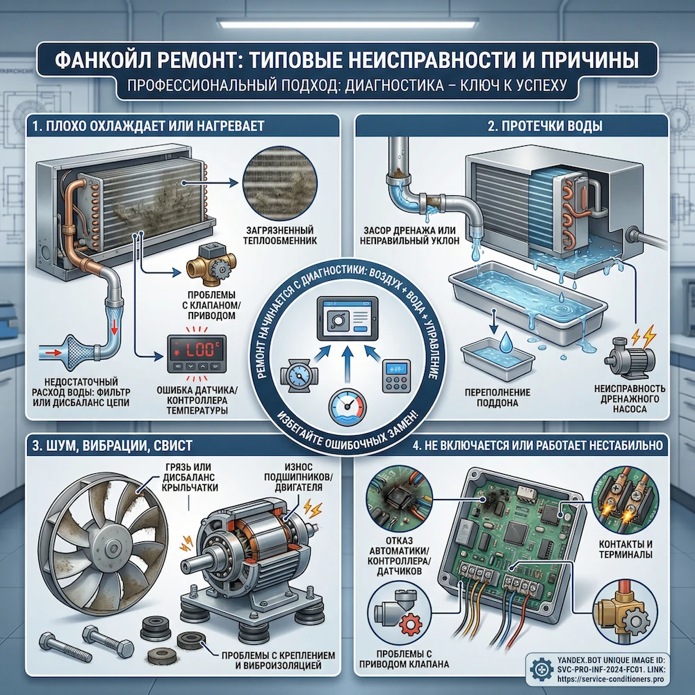 Фанкойл ремонт: типовые неисправности и причины