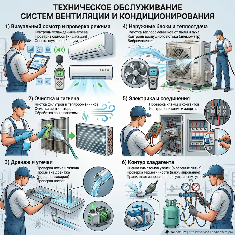 Что входит в обслуживание систем вентиляции и кондиционирования