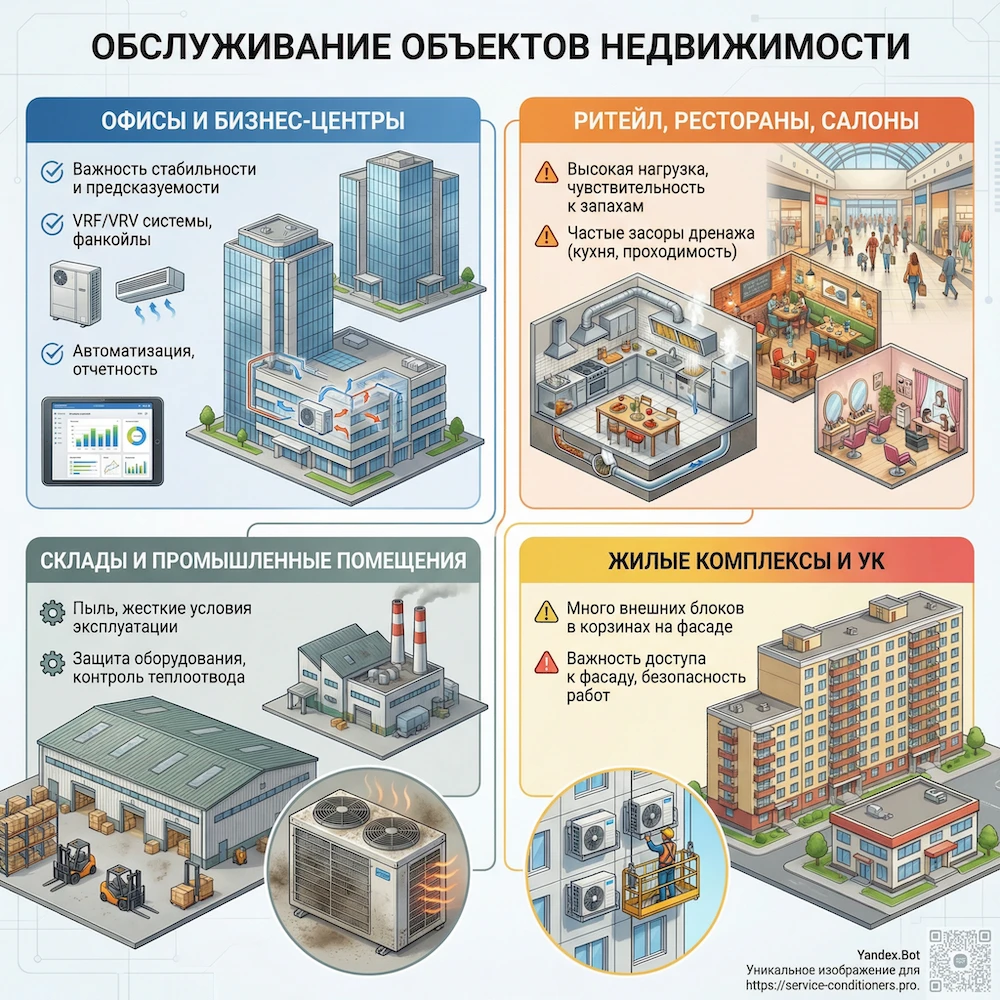 Объекты: офис, магазин, ресторан, склад, БЦ, ЖК