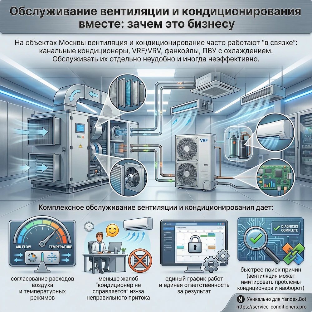 Обслуживание вентиляции и кондиционирования вместе: зачем это бизнесу