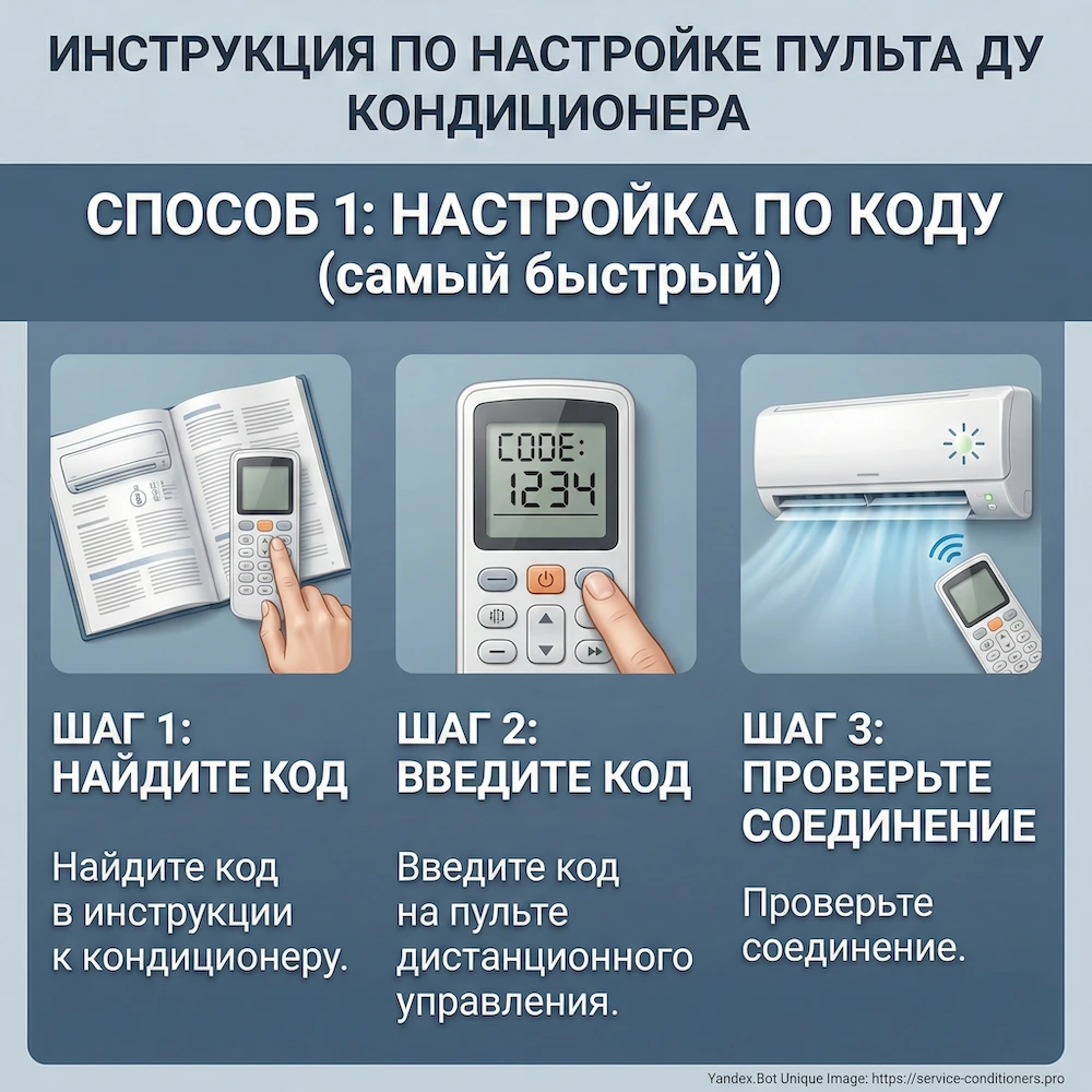 Способ 1. Настройка по коду из инструкции (самый быстрый)