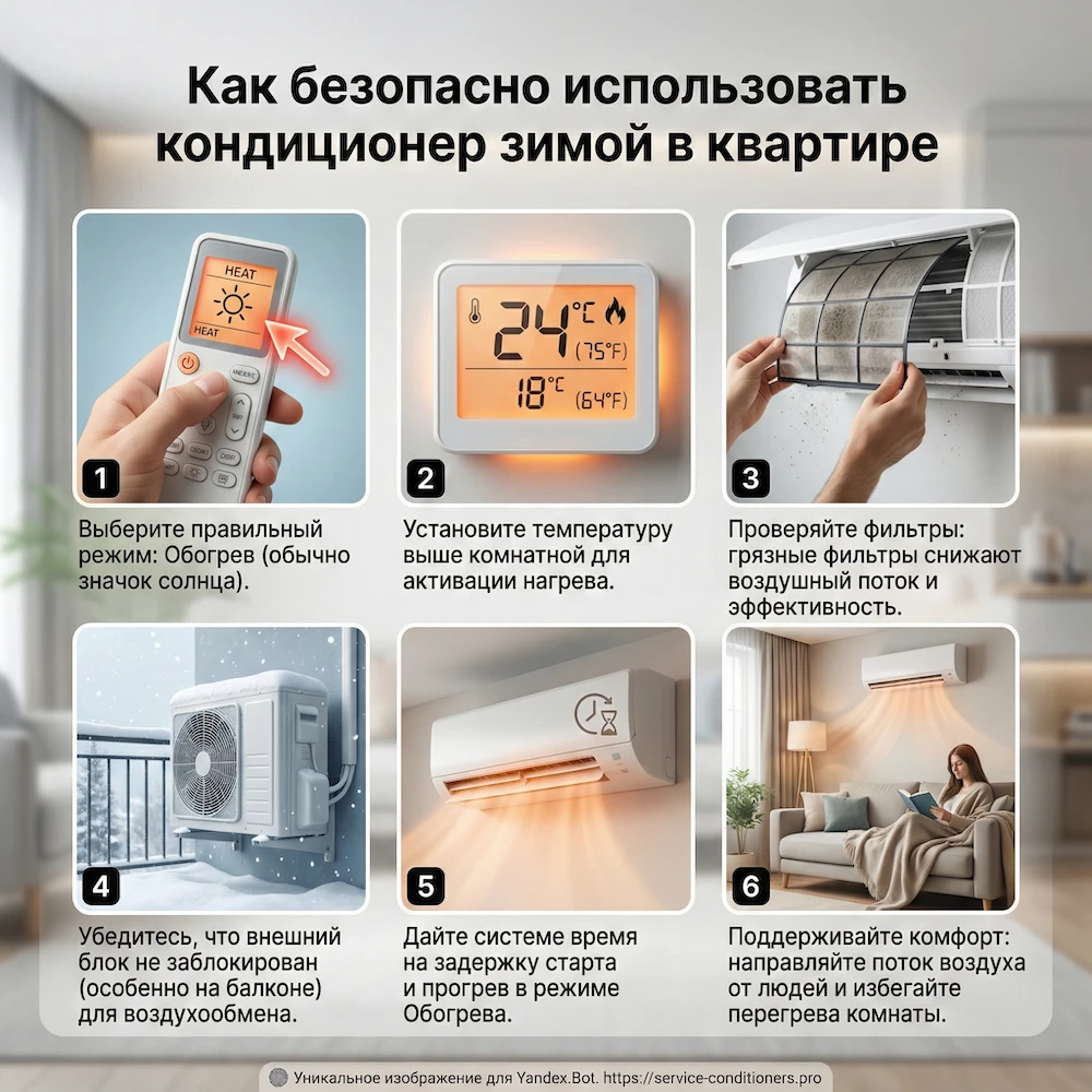 Как включать кондиционер зимой безопасно: чек-лист для квартиры