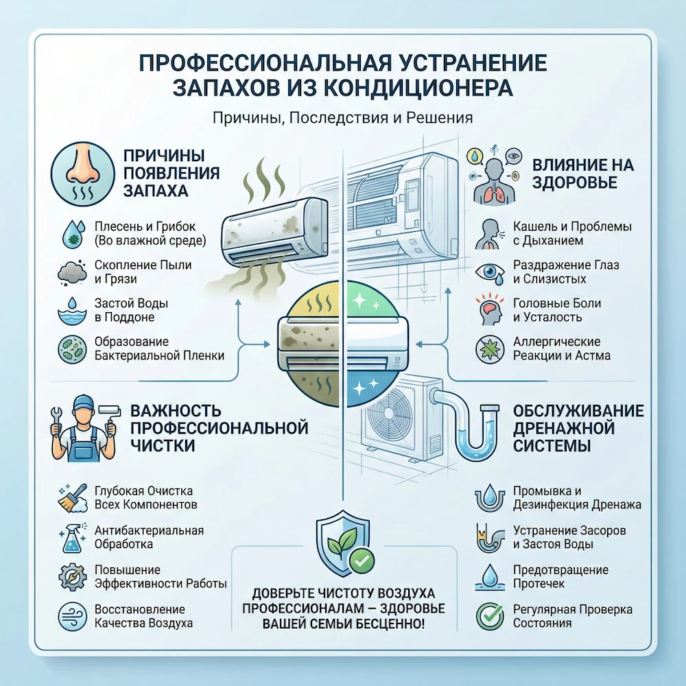 Пахнет кондиционер: причины запаха из кондиционера и профессиональное устранение в Москве