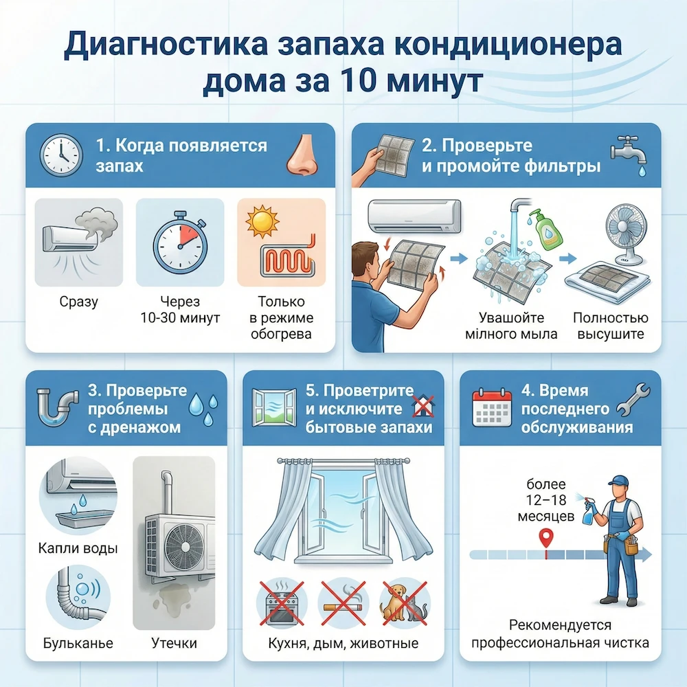 Диагностика дома: как понять почему пахнет кондиционер за 10 минут
