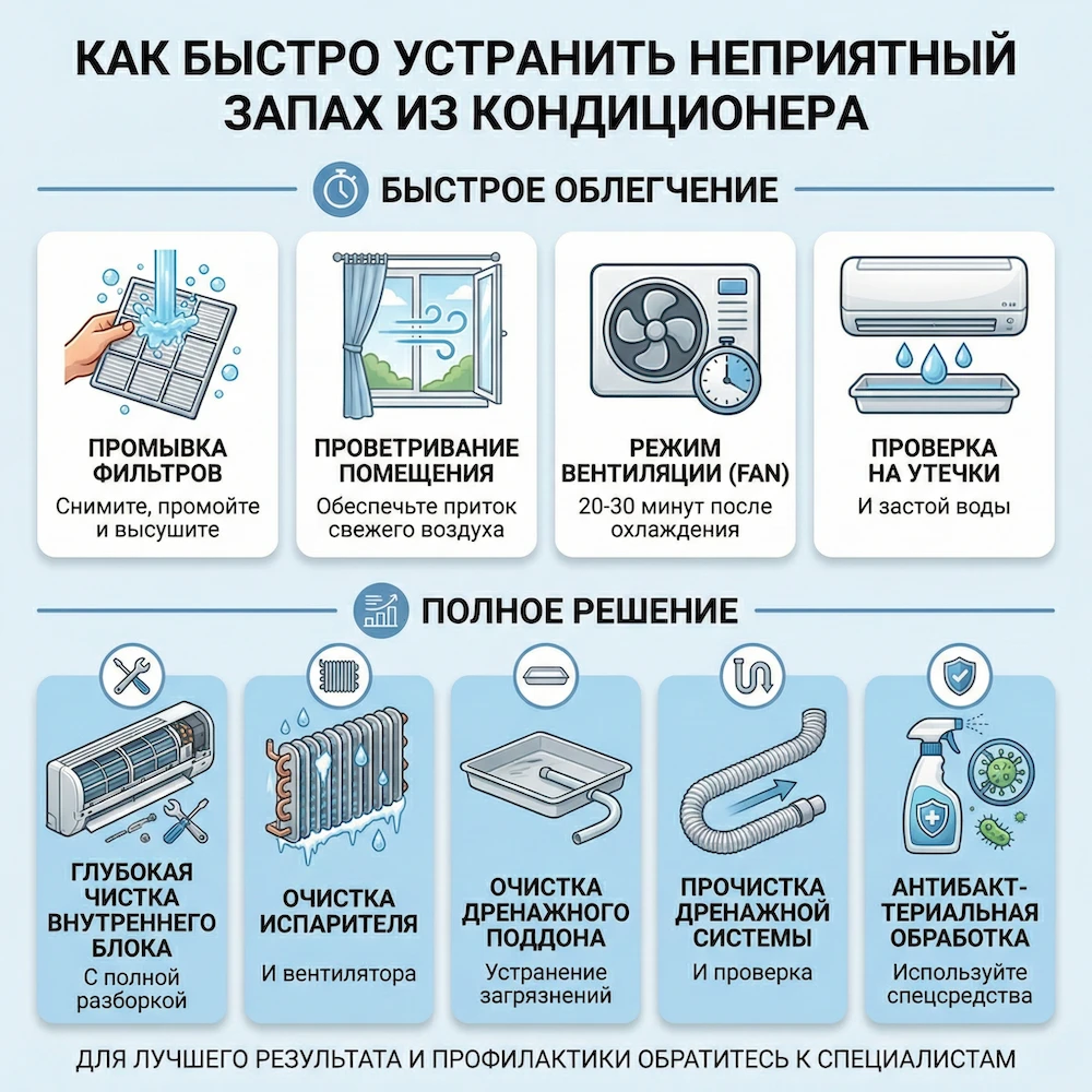 Как быстро убрать запах из кондиционера: что реально помогает