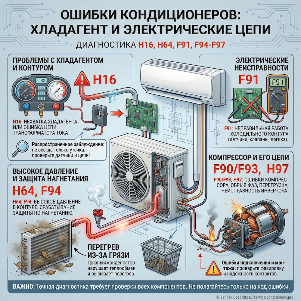 Фреон и контур: H16, H64, F91, F94–F97