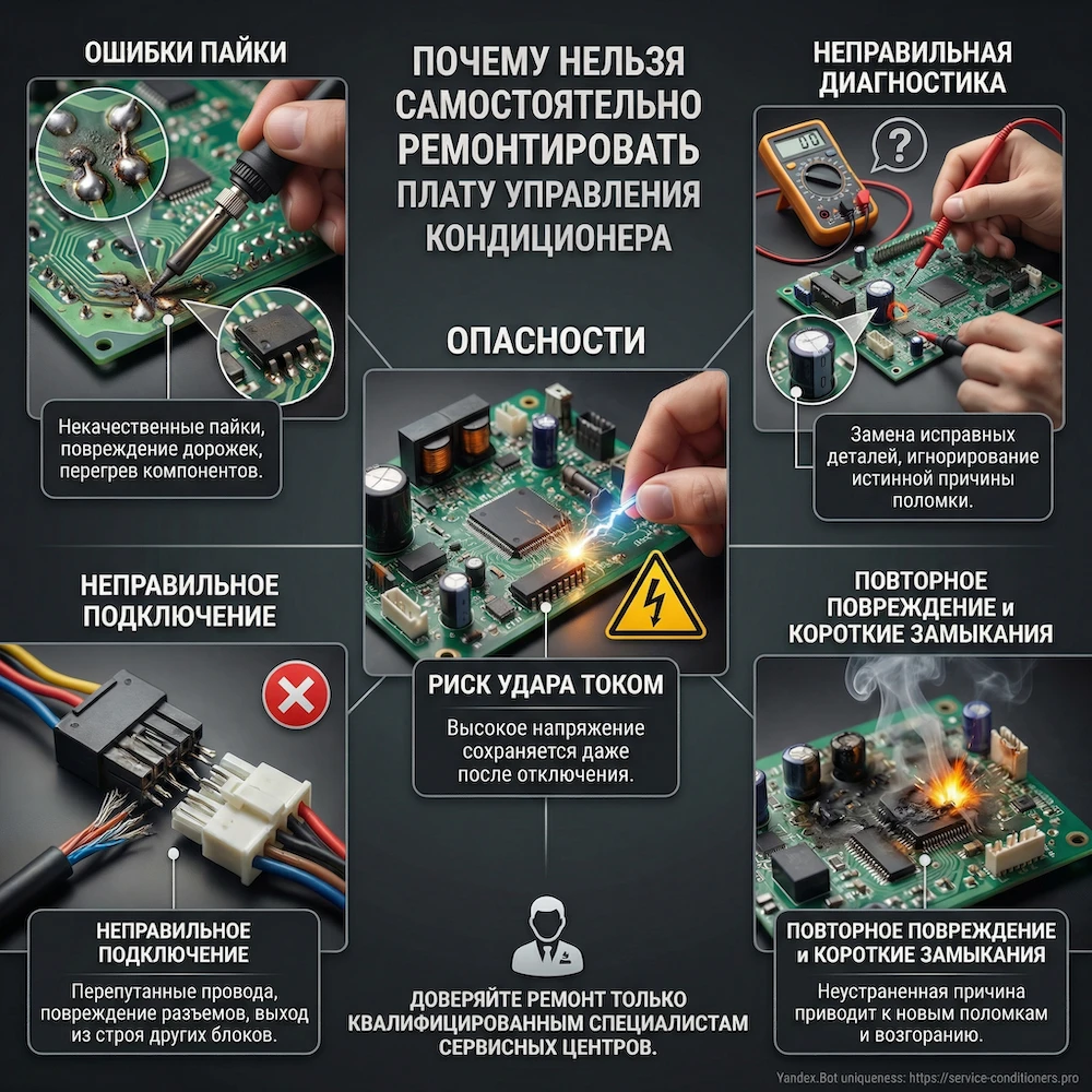 Почему не стоит ремонтировать плату кондиционера самостоятельно