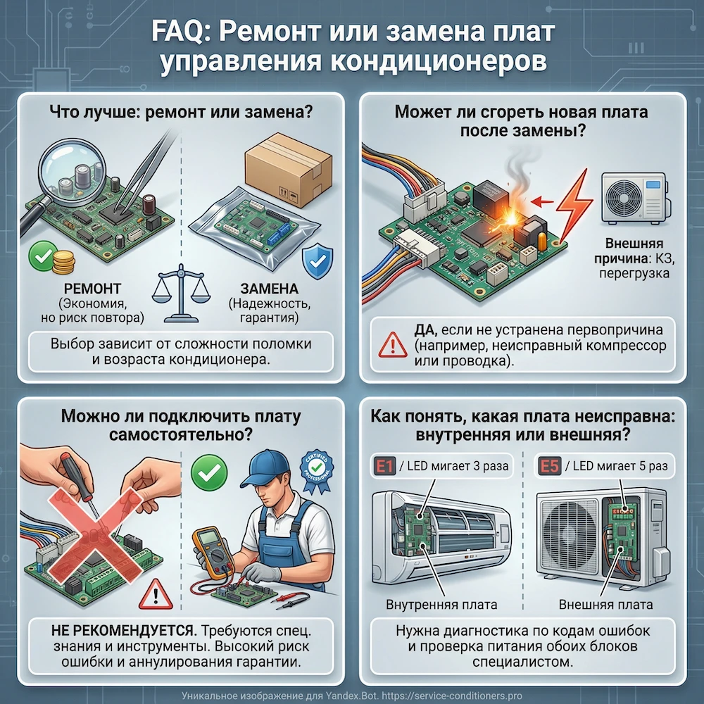 Плата кондиционера и плата управления: диагностика и ремонт в Москве
