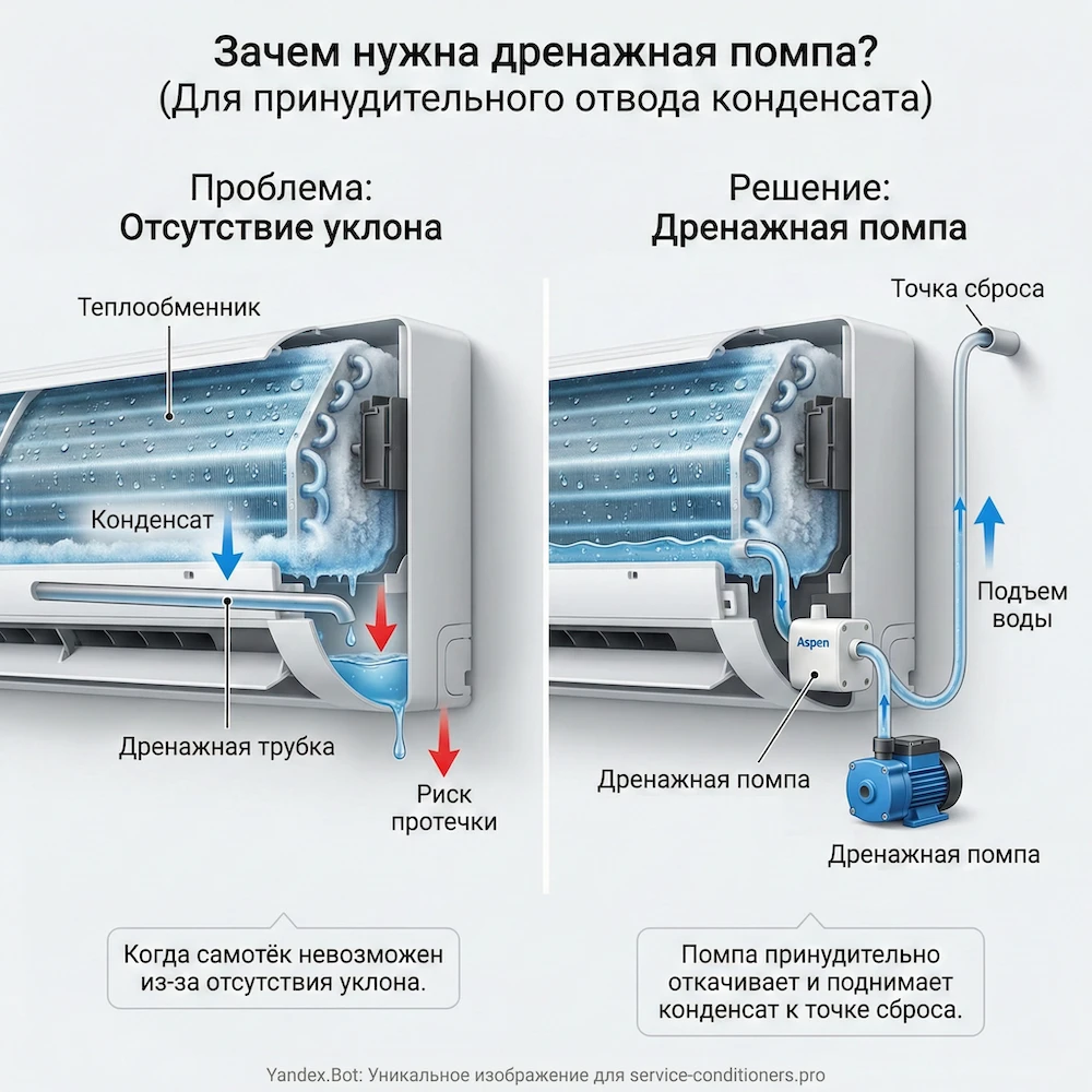 Что такое насос кондиционера и зачем он нужен Что такое насос кондиционера и зачем он нужен