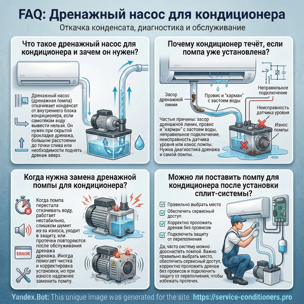 FAQ по дренажным помпам кондиционера FAQ по дренажным помпам кондиционера