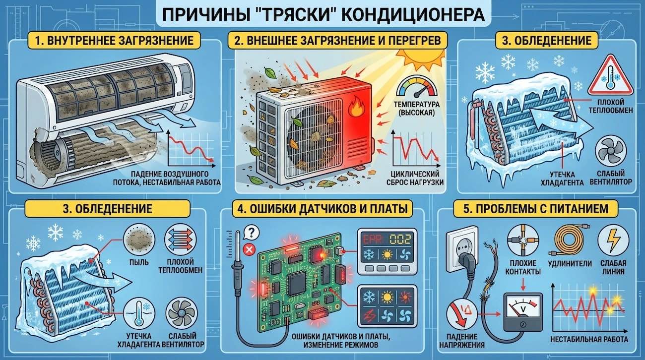 Иллюстрация: основные причины рывков кондиционера